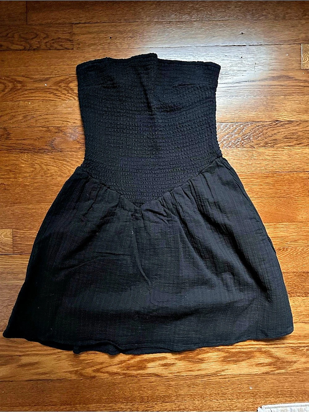 Universal Thread Smocked Crinkle Gauze Mini Sundress Black Small